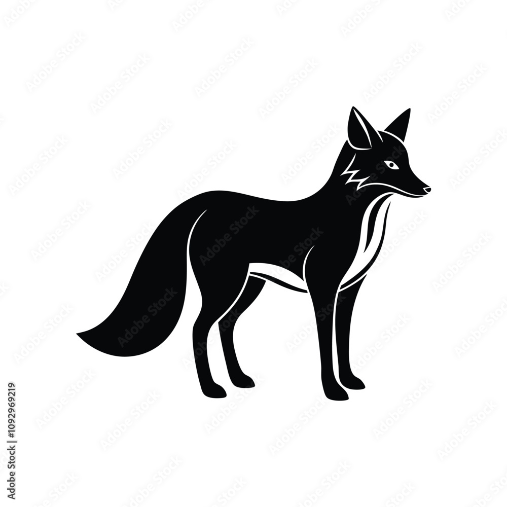 Black and white fox silhouette design vector art illustration Black and white fox silhouette design vector art illustration