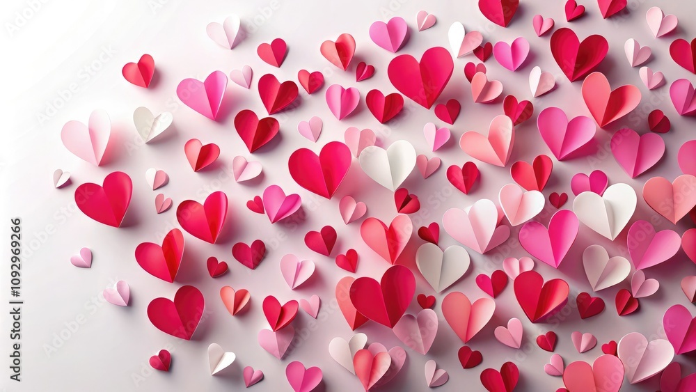 Charming pink and red heart designs on a white backdrop, perfect for cards and decorations, capturing love and tenderness for special Valentine's Day celebrations. Charming pink and red heart designs on a white backdrop, perfect for cards and decorations, capturing love and tenderness for special Valentine's Day celebrations.