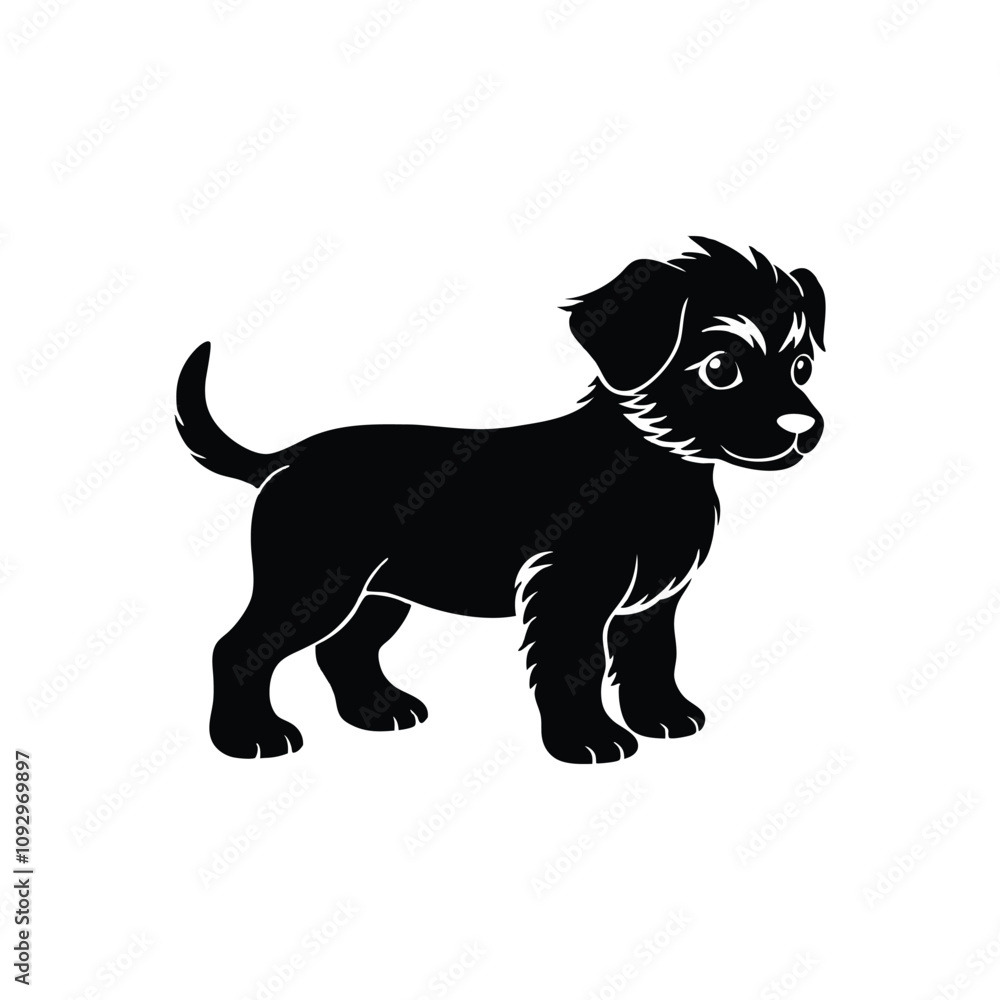 Black and white dog silhouette design vector art illustration Black and white dog silhouette design vector art illustration