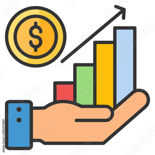 Sales Growth  Icon Element For Design