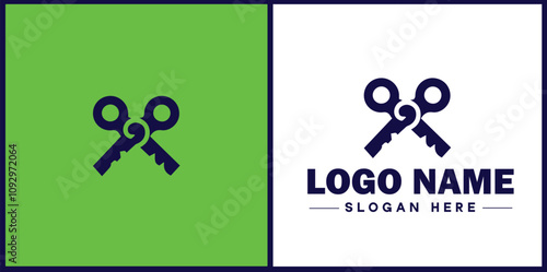 Locksmith icon Keysmith Lock technician Key specialist flat logo sign symbol editable vector