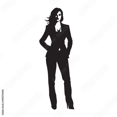 Black Silhouette of a Woman Isolated White