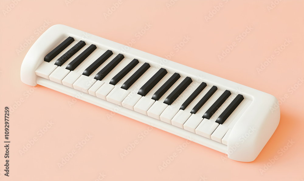 A minimalist white keyboard rests on a soft peach background. Perfect for music, technology, and creative projects. A minimalist white keyboard rests on a soft peach background. Perfect for music, technology, and creative projects.