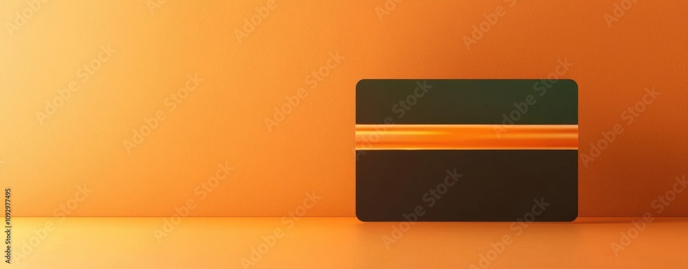 Minimalist credit card with an orange background, symbolizing payment and financial transactions.