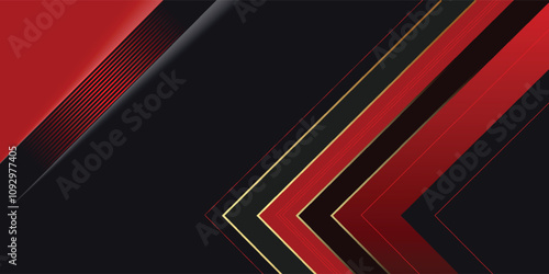 Abstract red line vector banner. Overlap layers on black background with free space for your design. Modern headers. vector illustration