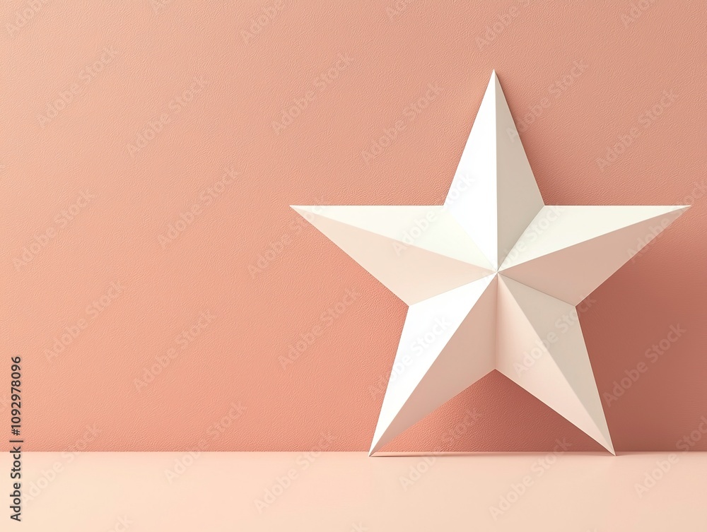 Magical Christmas enchantment. White star decoration on a soft pink background, creating a modern aesthetic. Magical Christmas enchantment. White star decoration on a soft pink background, creating a modern aesthetic.