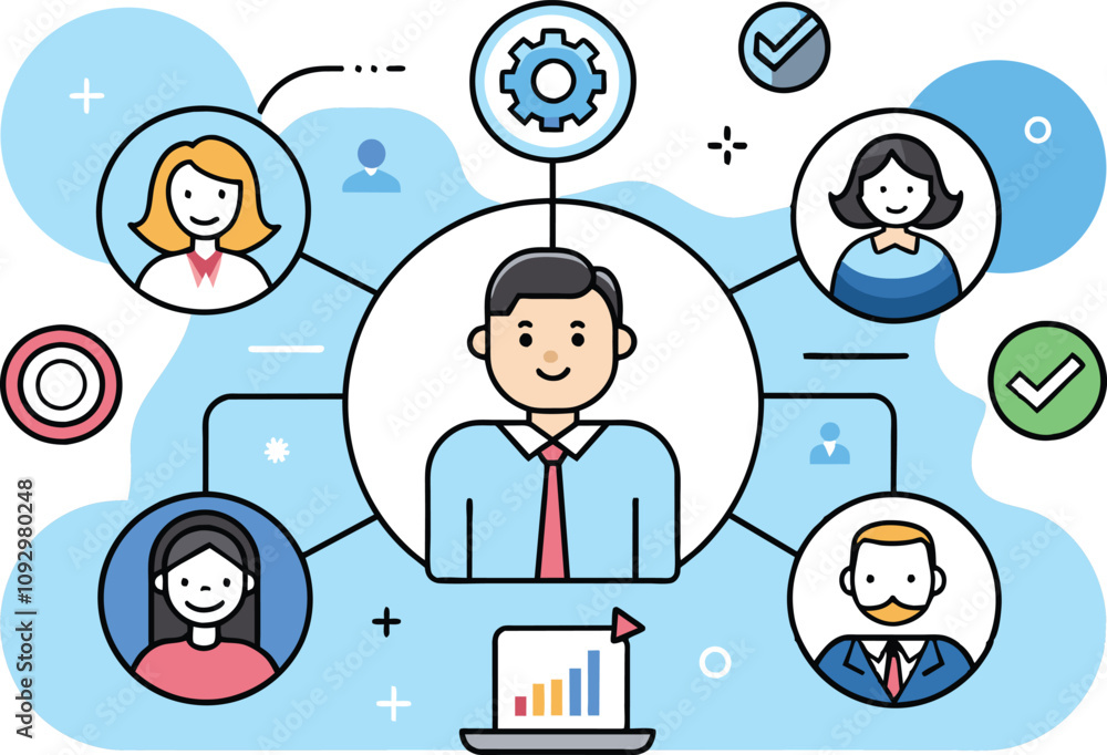 Customer relationship management, flat illustration, vector illustration. Customer relationship management, flat illustration, vector illustration.