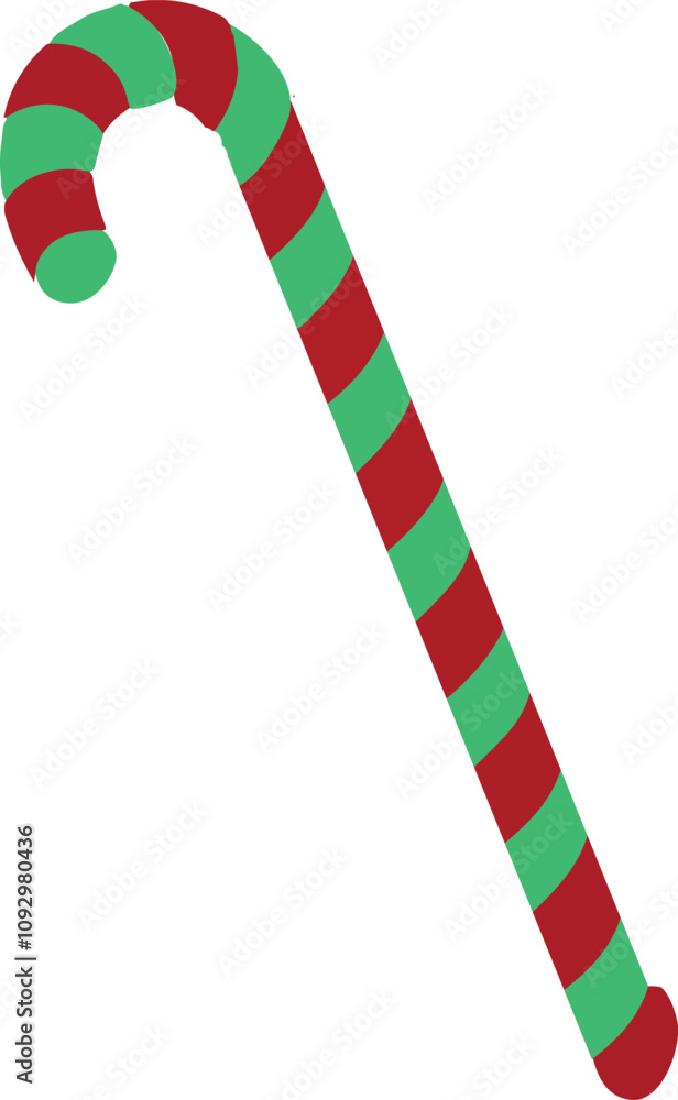 Candy Cane Vector Flat Icon. Christmas candy canes. Christmas stick. Traditional xmas candy with red, green and white stripes. Santa caramel cane Candy Cane Vector Flat Icon. Christmas candy canes. Christmas stick. Traditional xmas candy with red, green and white stripes. Santa caramel cane