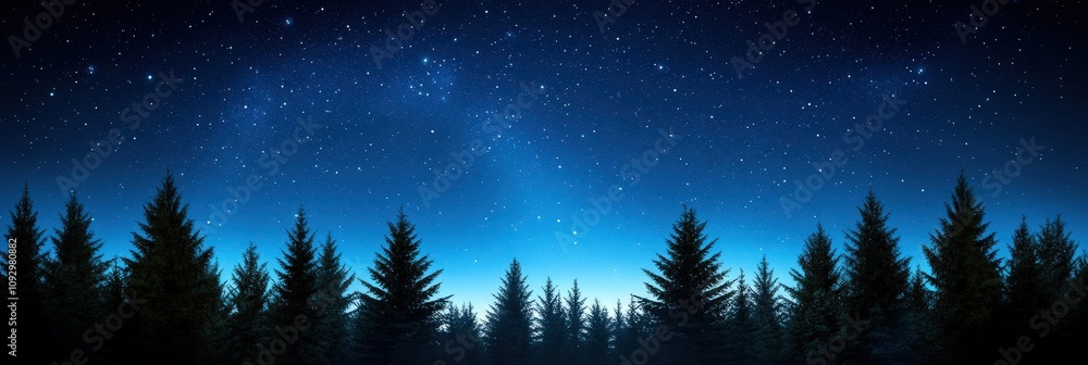 Night Sky Over Forest Landscape with Stars Night Sky Over Forest Landscape with Stars