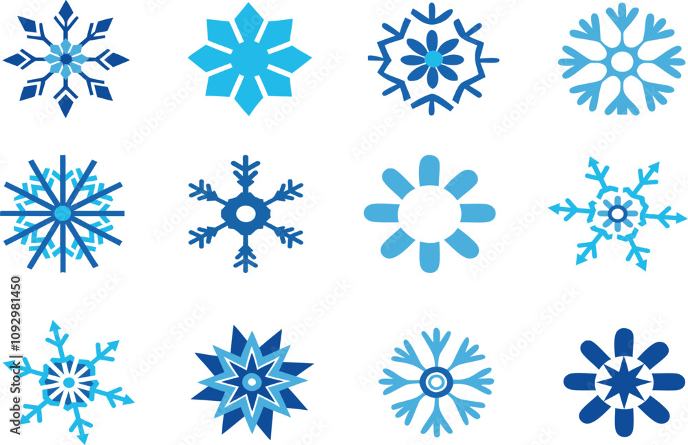 Snowflake icon vector blue silhouette snow design Snowflake icon vector blue silhouette snow design