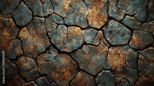 This image presents cracked dry earth in rich earthy tones, illustrating the textures, patterns, and resilience of nature through its elegant simplicity.