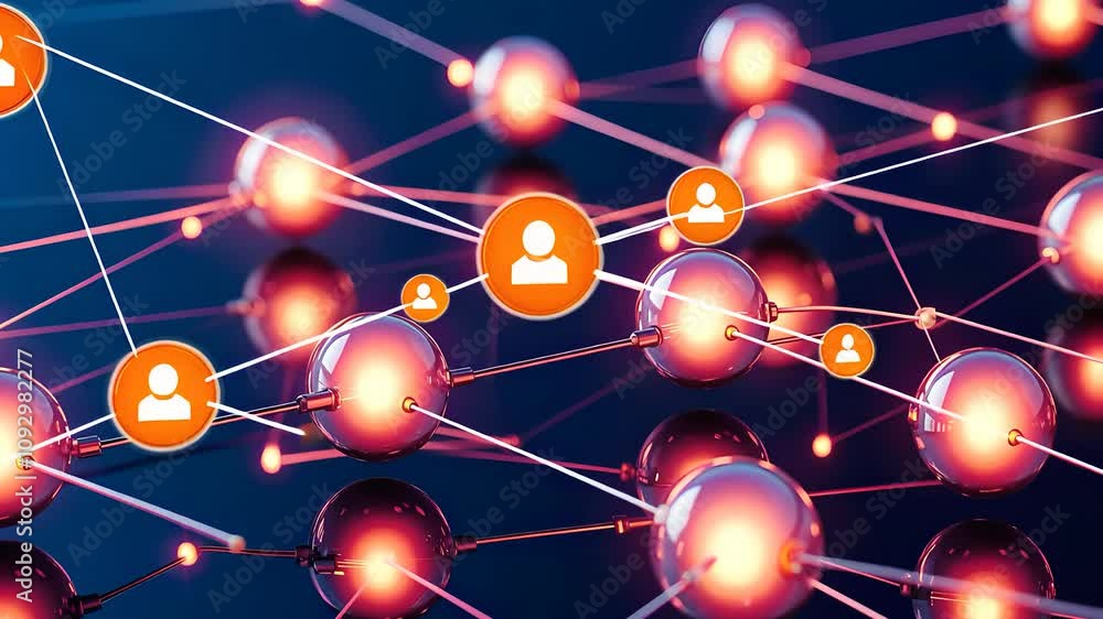 Network of Connected Nodes with Glowing Social Icons
Network of Connected Nodes with Glowing Social Icons