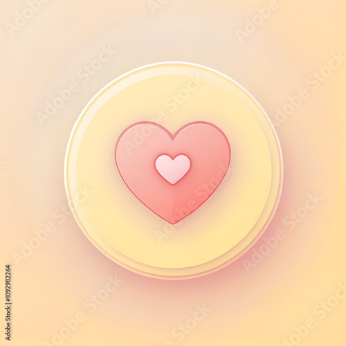 A cheerful pastel yellow heart icon designed as a UI/UX button, symbolizing warmth, love, and positivity.