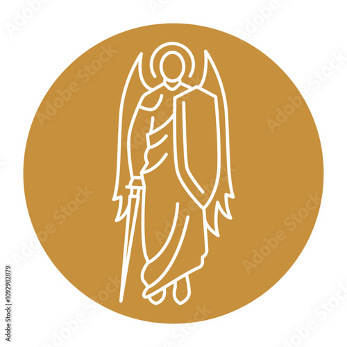 Archangel Michael black line icon. Christian holiday