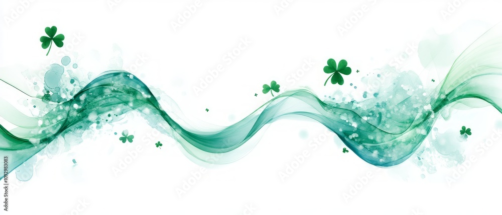 Bright green swirls and shamrocks create a festive atmosphere, showcasing the joy and spirit of Saint Patricks Day celebrations in a playful way Bright green swirls and shamrocks create a festive atmosphere, showcasing the joy and spirit of Saint Patricks Day celebrations in a playful way