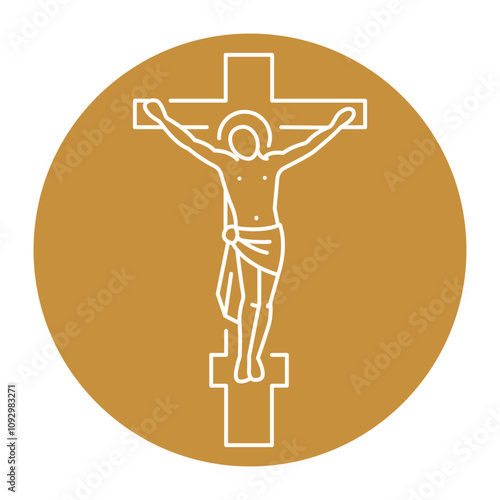Сrucified jesus black line icon. Christian holiday