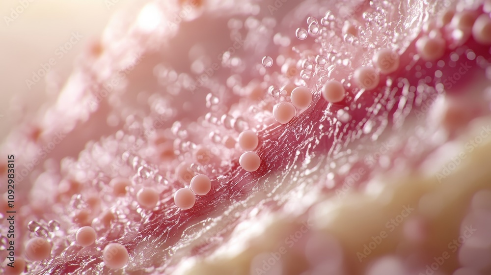 Fototapeta premium A close up of a pinkish skin with many small white dots on it