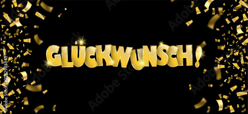 Glueckwunsch Konfetti Gold Banner