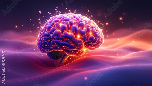 Creative AI brain. Artificial intelligence development concept. Banner image. AI generated