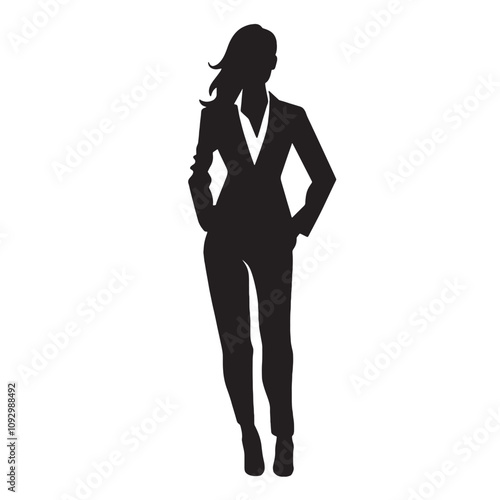 Silhouette of a Woman in Action on White