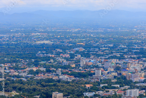 Natural background, high angle from the high mountains that can see the scenery around, the wind blows through the cool, blurred of traveling, the integrity of the moist forest.