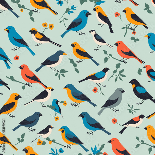 seamless pattern with birds
