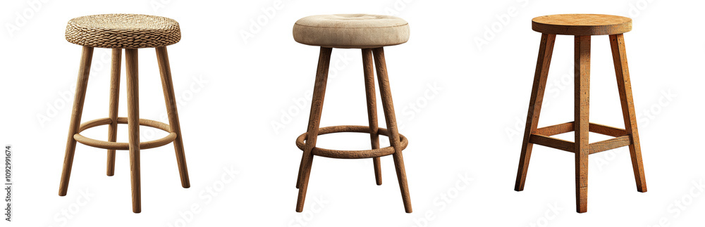 Stylish Wooden Bar Stools for Modern Interiors Isolated on transparent background Stylish Wooden Bar Stools for Modern Interiors Isolated on transparent background