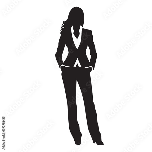 Beautiful Silhouette of a Woman Walking Gracefully on White