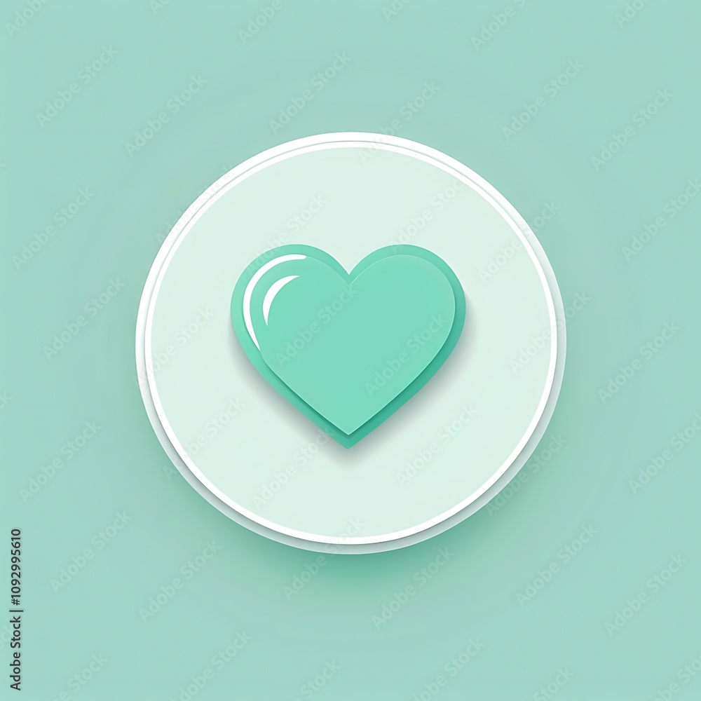 mint green heart icon for UI UX button design mint green heart icon for UI UX button design