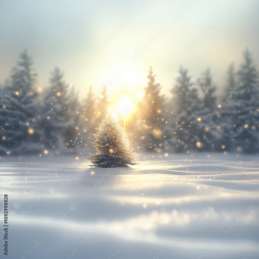 christmas tree in the snow - Generative AI christmas tree in the snow - Generative AI
