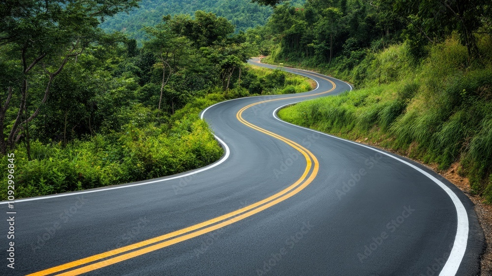 Serpentine Road Surrounded by Lush Greenery in a Scenic Landscape Perfect for Travel and Adventure Photography Serpentine Road Surrounded by Lush Greenery in a Scenic Landscape Perfect for Travel and Adventure Photography