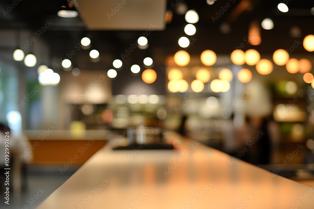 A blurry image of a restaurant with people sitting at tables and a counter A blurry image of a restaurant with people sitting at tables and a counter