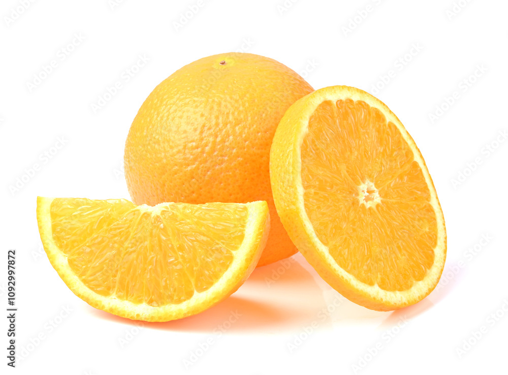 Orange slice , mandarin, tangerine isolated on white background.