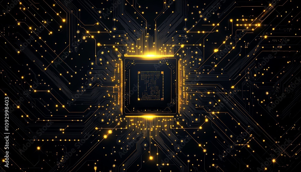 Futuristic circuit board with glowing elements. Futuristic circuit board with glowing elements.