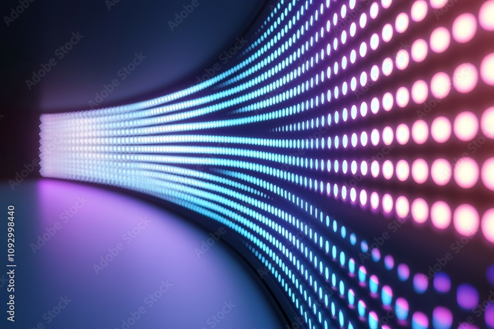 A vibrant tunnel of blue and pink led lights A vibrant tunnel of blue and pink led lights