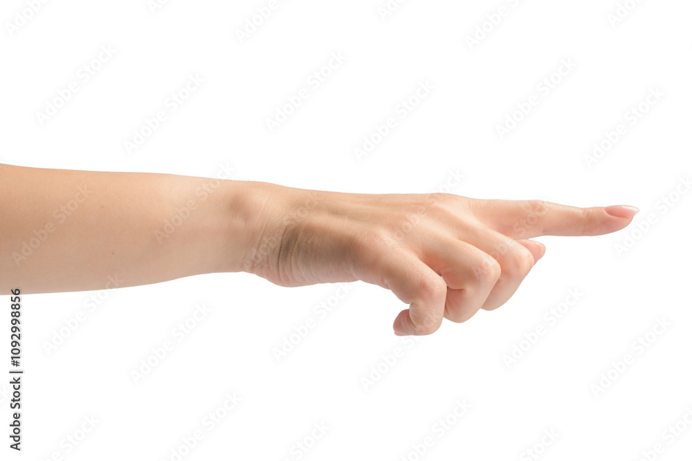 Woman hand show finger number one isolated on a white background. Woman hand show finger number one isolated on a white background.