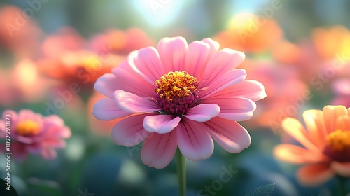 Zinnia flowers flourish beautifully in lush garden nature wallpaper designs