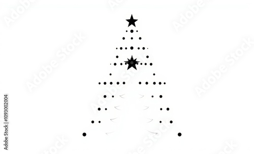 Orangeblack dotted christmas tree on white background with center star christmas tree silhouette Illustration  photo