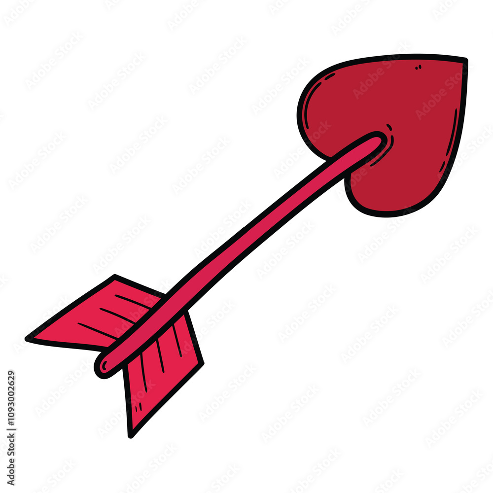 Hand drawn cartoon cupid's arrow on a white background. Hand drawn cartoon cupid's arrow on a white background.