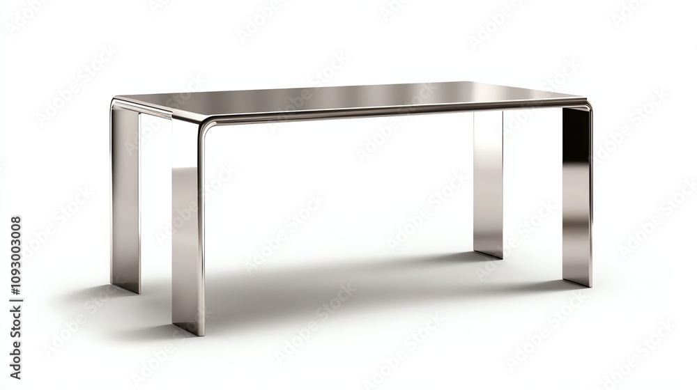 Modern stainless steel table on a white isolated background. Modern stainless steel table on a white isolated background.