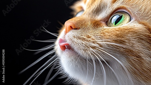 Close up portrait of a cat licking its paw focusing on the intricate details of its tongue and fur to showcase the animal s meticulous grooming behavior and pristine self care photo