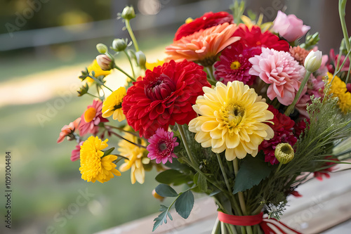 Wallpaper Mural Colorful Garden Delight: Bright Pink, Red, and Yellow Flowers Creating a Stunning Summer Landscape Torontodigital.ca