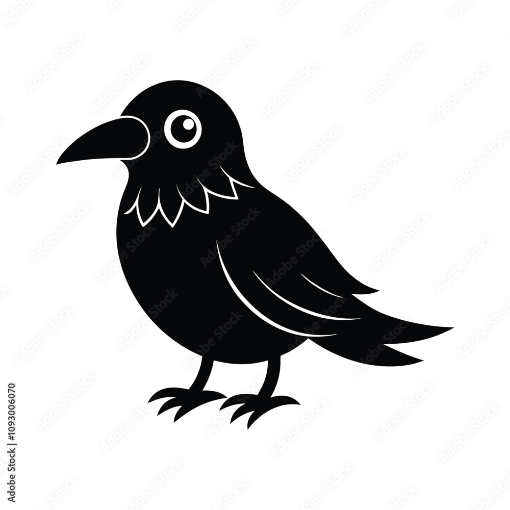 Obraz premium Cute Crow Vector Illustration - Adorable Bird Design