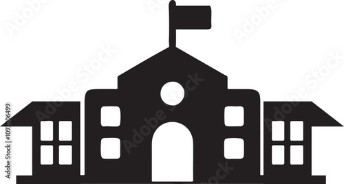 School Silhouette Icon white Background Clipart