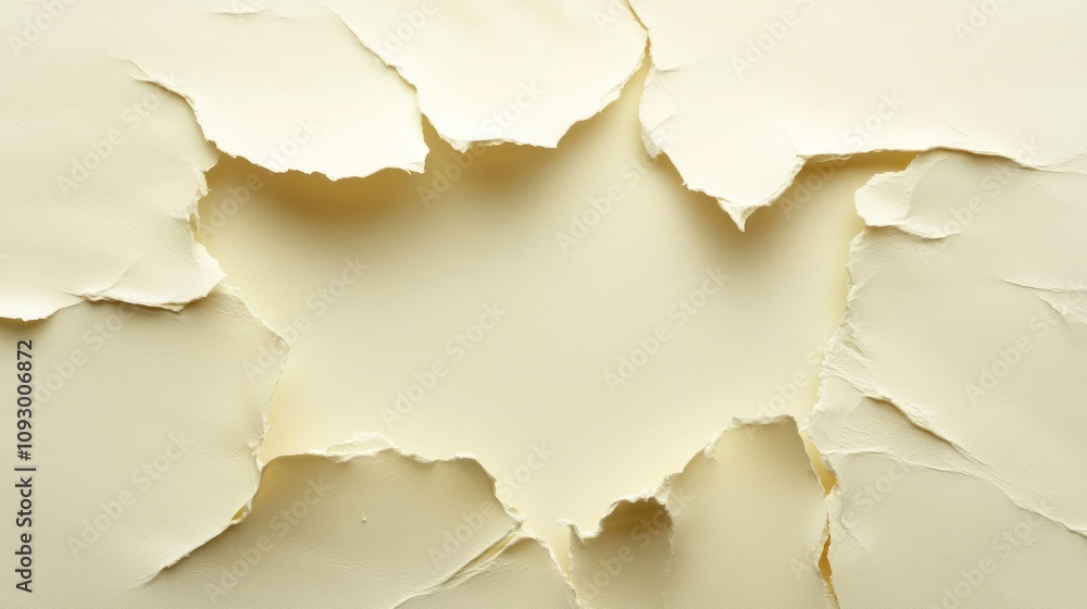 Fototapeta premium A torn piece of paper revealing a blank background, suggesting creativity or surprise.