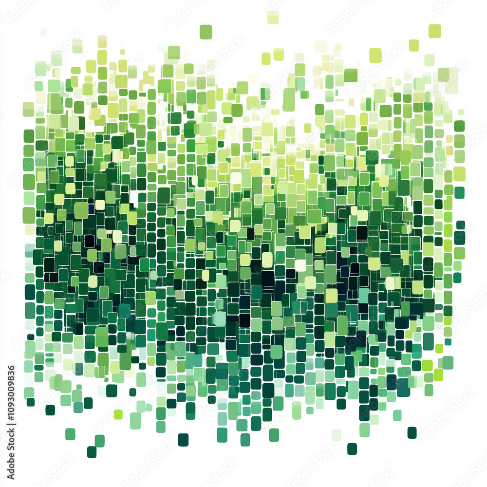 Green colored flat digital pixel art modern design isolated on white Green colored flat digital pixel art modern design isolated on white