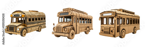 Paper Bus Models for Creative Projects Isolated on transparent background photo