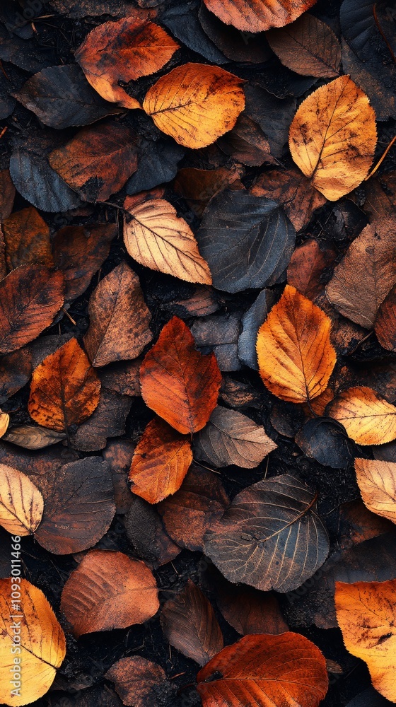 Spiral arrangement of dry autumn leaves nature still life tranquil setting close-up seasonal beauty Spiral arrangement of dry autumn leaves nature still life tranquil setting close-up seasonal beauty