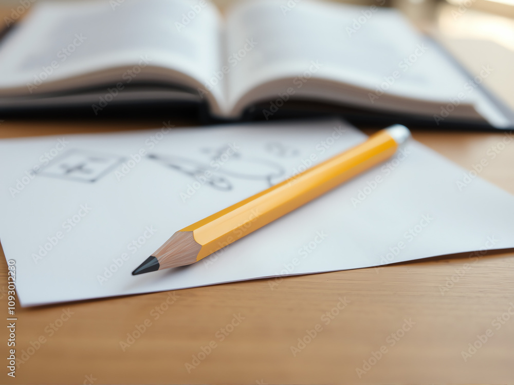 Studying with open book and pencil on wooden desk Studying with open book and pencil on wooden desk