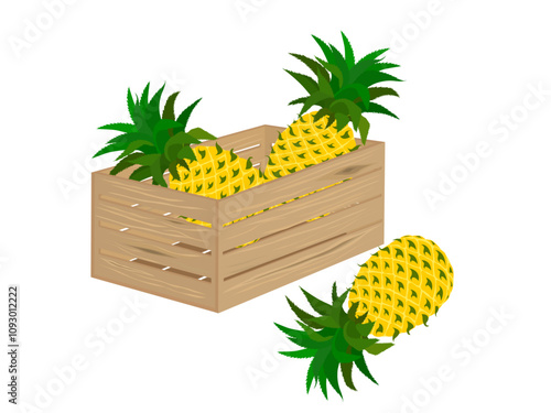 Wooden box on white background.